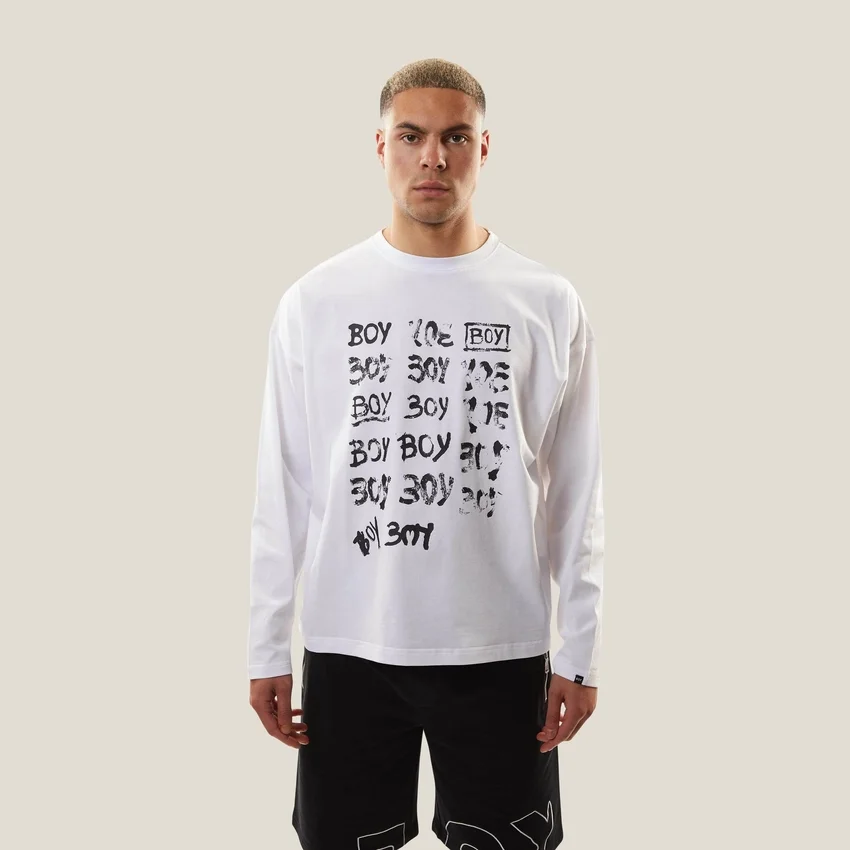 Boy Repeat långärmad grafisk topp