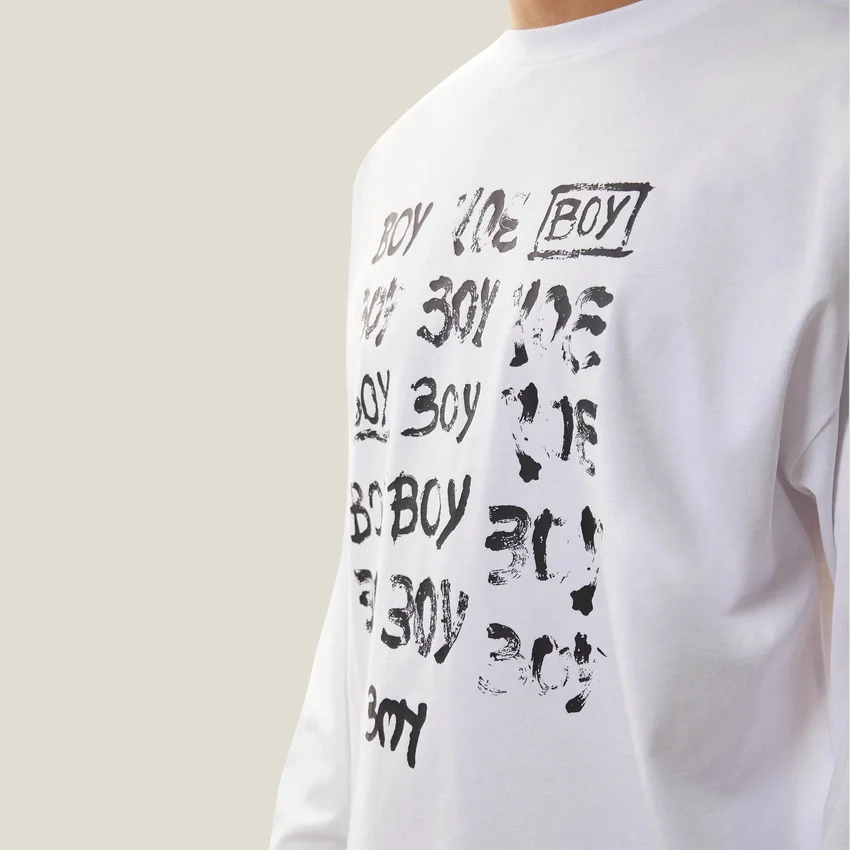 Boy Repeat långärmad grafisk topp