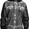 Hoodie med denimgrafik