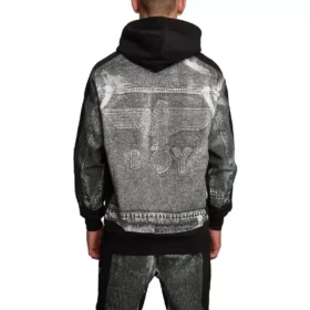 Hoodie med denimgrafik
