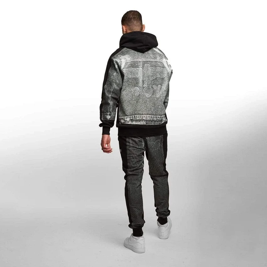 Hoodie med denimgrafik