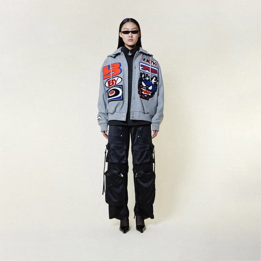Moto Sticker Bomber Varsity-jacka