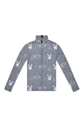 Playboy x BOY Checkerboard Vortex Mesh Top