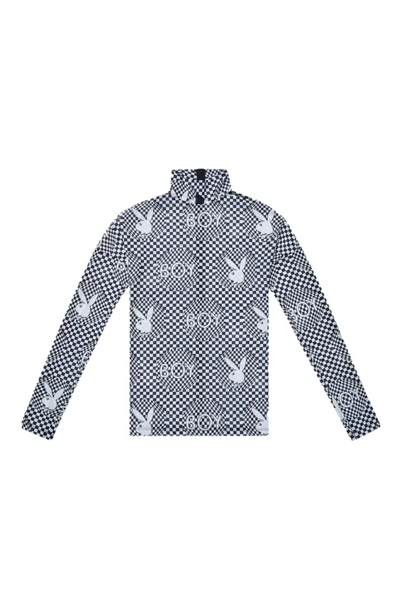 Playboy x BOY Checkerboard Vortex Mesh Top