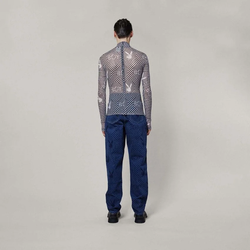 Playboy x BOY Checkerboard Vortex Mesh Top