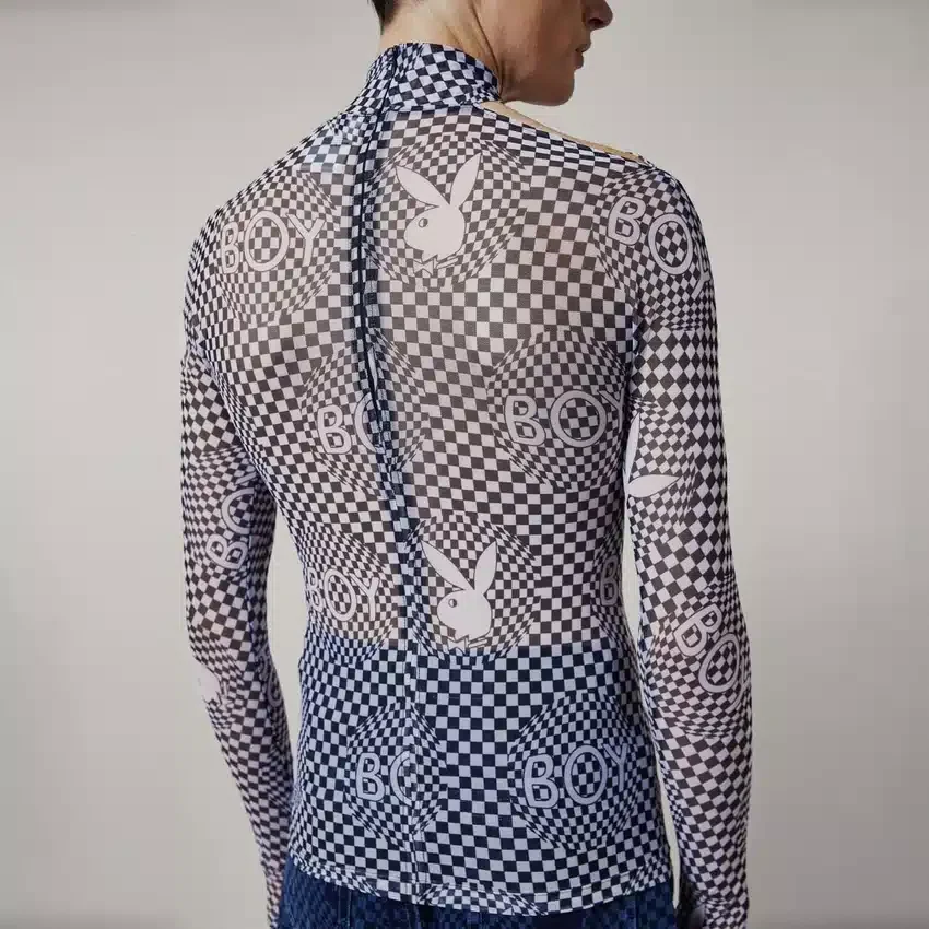 Playboy x BOY Checkerboard Vortex Mesh Top