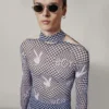 Playboy x BOY Checkerboard Vortex Mesh Top