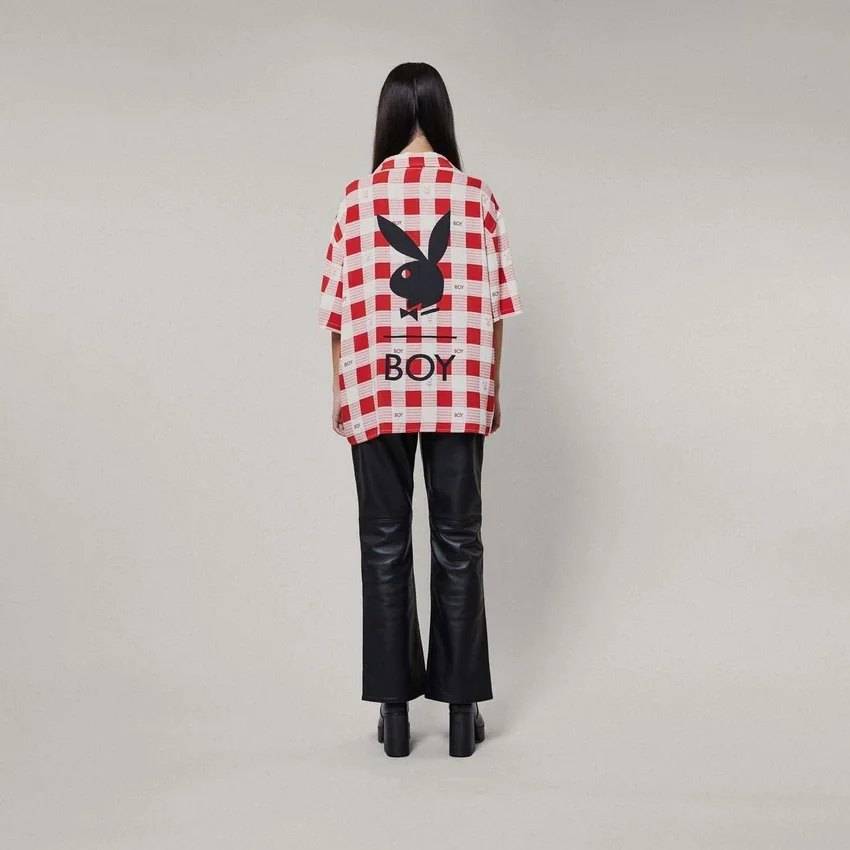 Playboy x BOY Gingham Bunny Resort-skjorta