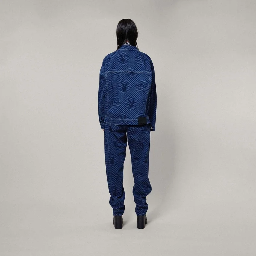 Playboy x BOY-jeansjacka med rutmönster