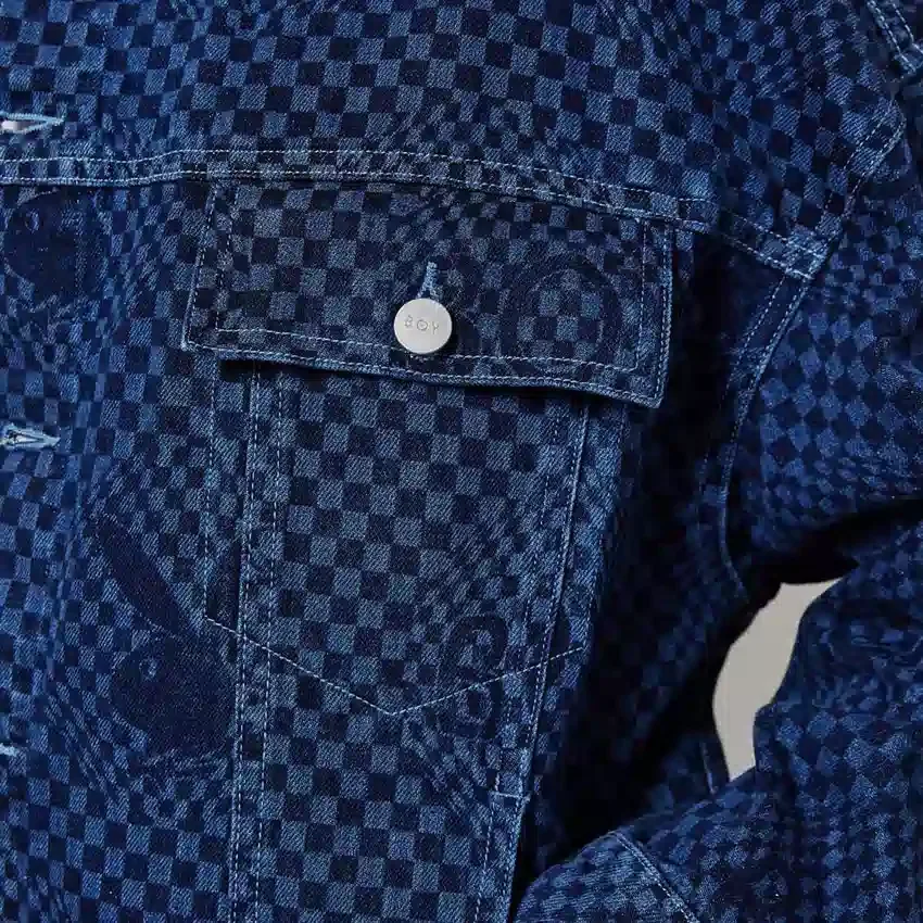 Playboy x BOY-jeansjacka med rutmönster