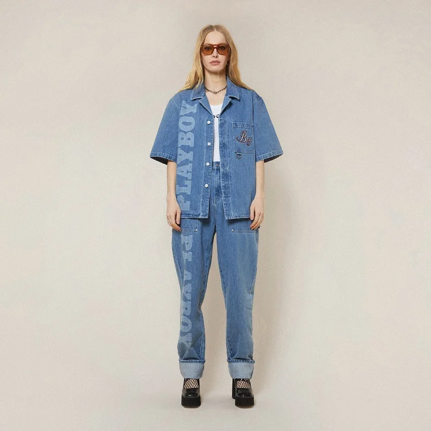 Playboy x BOY Jumbo Bunny-jeansskjorta