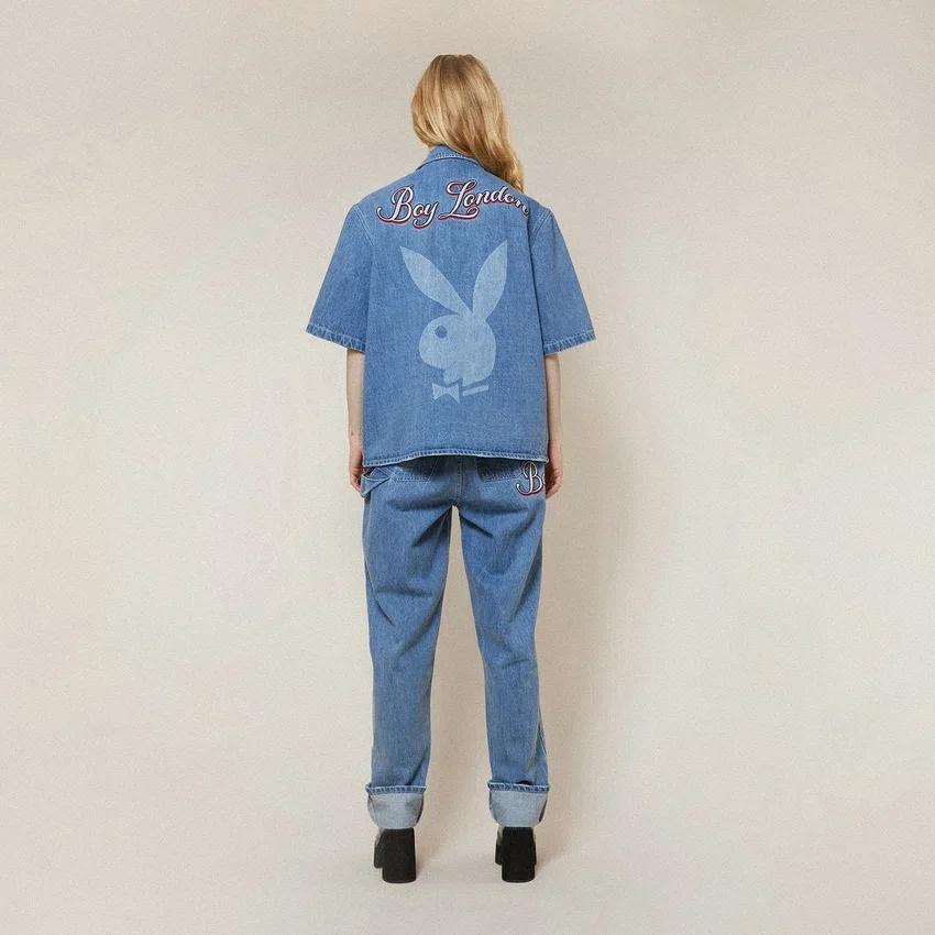 Playboy x BOY Jumbo Bunny-jeansskjorta