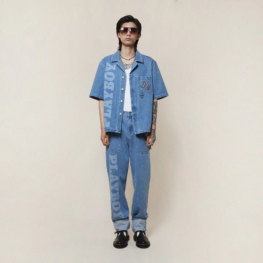 Playboy x BOY Jumbo Bunny-jeansskjorta