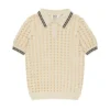 Polo-T-shirt i öppen mesh-stickning