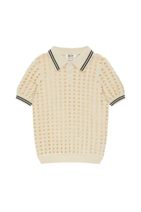 Polo-T-shirt i öppen mesh-stickning