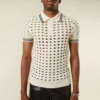 Polo-T-shirt i öppen mesh-stickning